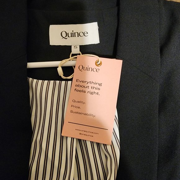 Quince Stretch Crepe Open Blazer NWT Black Small - Picture 6 of 8